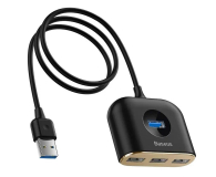 Hub USB Baseus Squareround 4in1 HUB USB3.0 - 4xUSB 1m Black